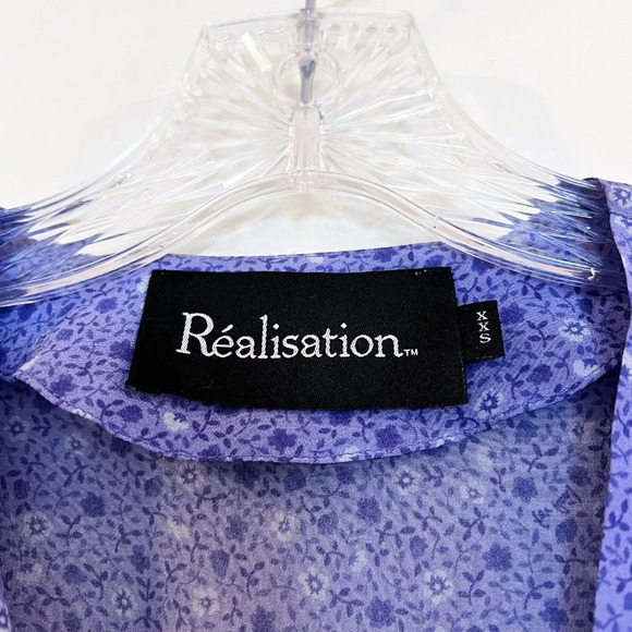 Realisation Par The Vivienne Purple Floral 100% Silk Button Down Maxi Dress XXS - Picture 7 of 10